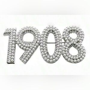Alpha Kappa Alpha Sorority Inspired Silver Pearl 1908 Brooch Pin